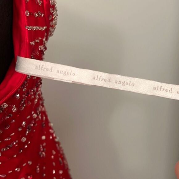 Alfred Angelo, Red Beaded Maxi Prom Dress - Picture 10 of 16